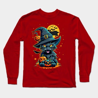 Halloween Black Cat Long Sleeve T-Shirt